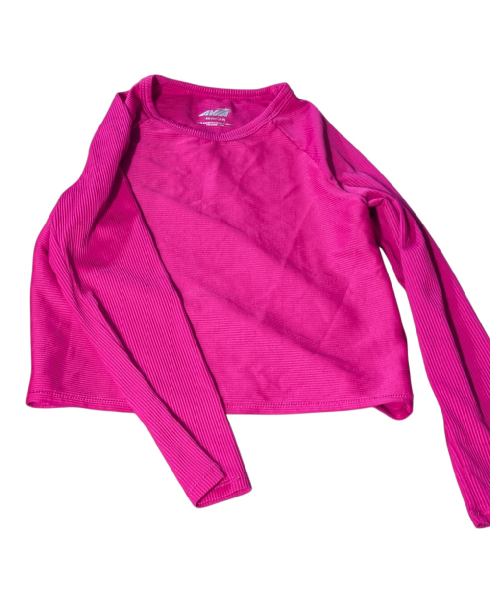 Avia Girls Pink Ribbed Long Sleeve Athletic Top Size XS 4-5